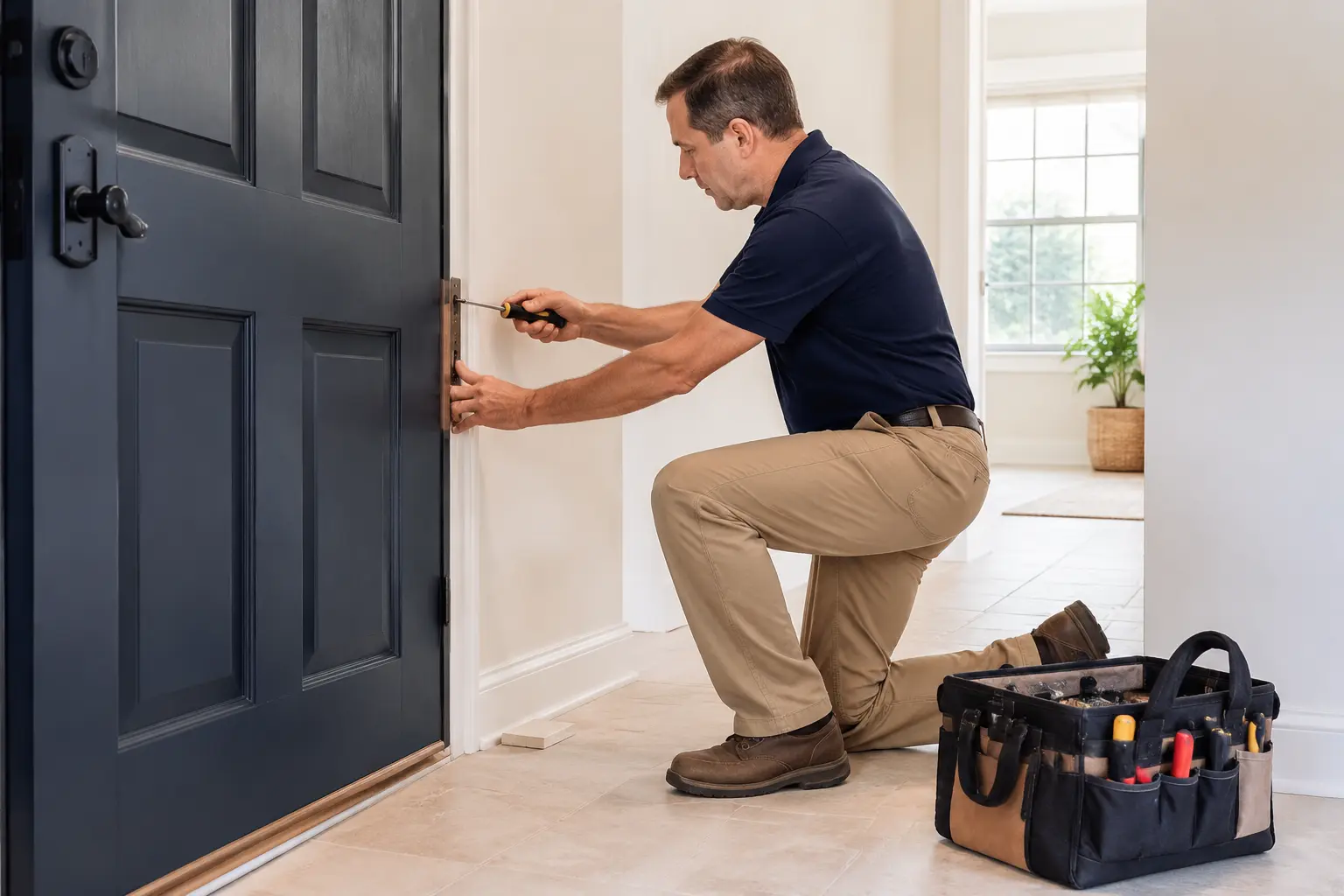 Blue Door Pro handyman completing a home repair